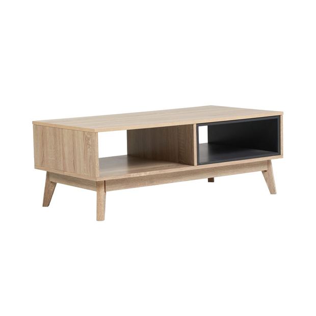 Light oak coffee table with an open shelf
